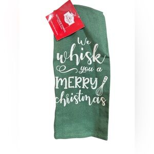 Holiday Time Green and White Christmas Kitchen Towel